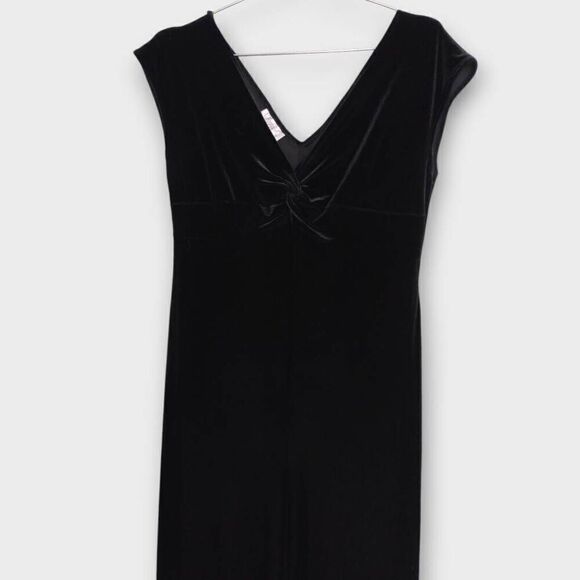 Maggy L Womens Dress‎ Sz 8 Black Velvet Stretch Jersey Midi Holiday Bodycon Vtg - Picture 9 of 11